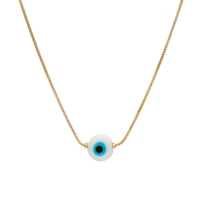 Evil Eye Bead Necklace: Copper Gold Color Long Chain Jewelry